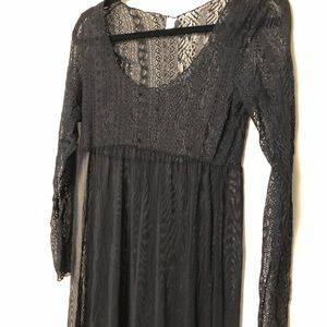 Completely Sheer Black Lace Dress/Tunic